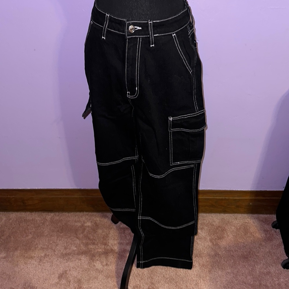 Wild Fable Black jeans with white stitching